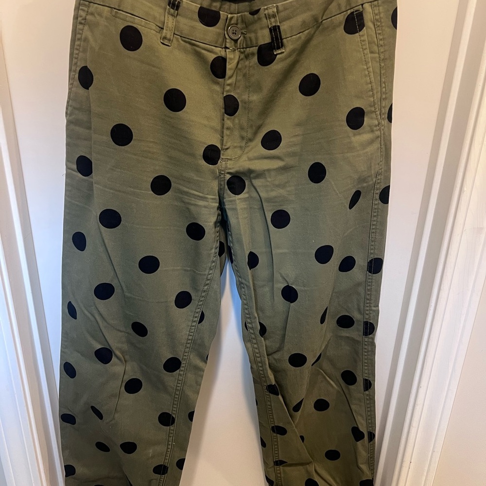 J. Crew Olive Green Polka Dot Chinos